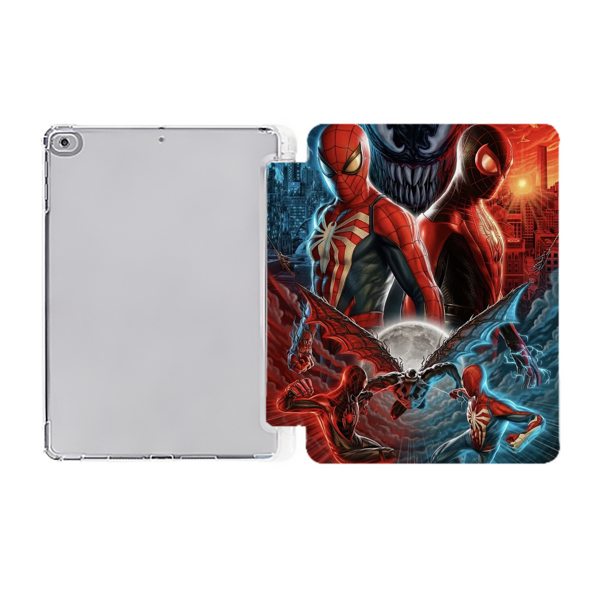 （画像用） Spider Man スパイダーマン IPad ケース ペン収納付き 三つ折りスタンド PUレザー×シリコン 対応機種9.5/10.5/10.9インチ